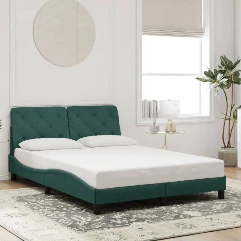 Donkergrijs bedframe met hoofdeinde en multiplex lattenbodem - Donkergroen / 140 x 200 cm - Bedden & bedframes
