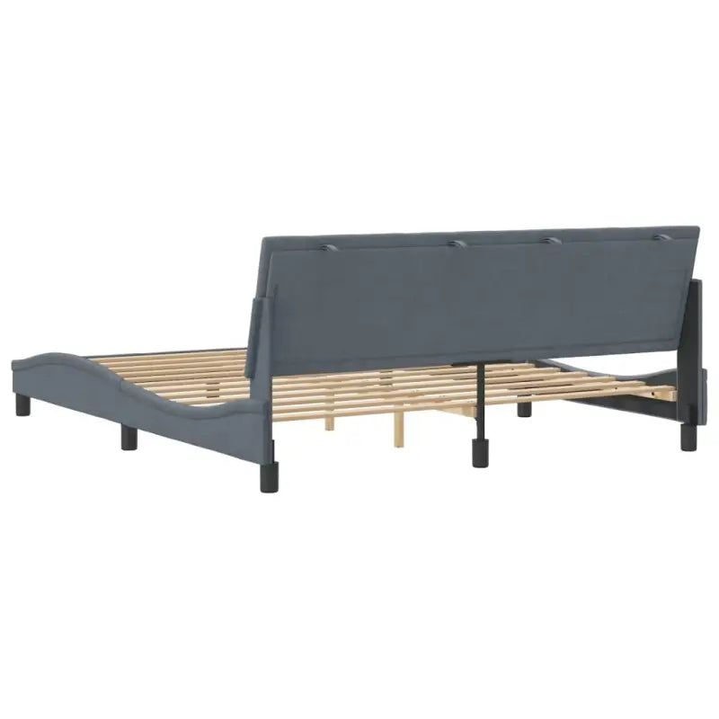 Donkergrijs bedframe met hoofdeinde en multiplex lattenbodem - Bedden & bedframes
