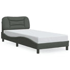 Donkergrijs bedframe met hoofdeinde en multiplex lattenbodem - Bedden & bedframes