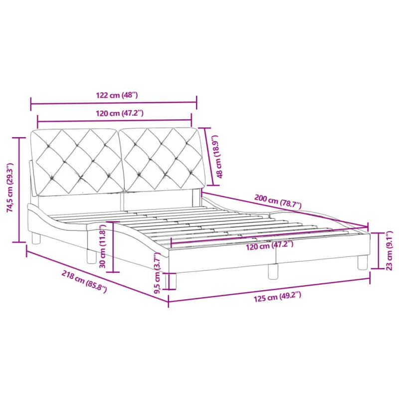 Donkergrijs bedframe met hoofdeinde en multiplex lattenbodem - Bedden & bedframes