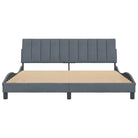 Donkergrijs bedframe met hoofdeinde en multiplex lattenbodem - Bedden & bedframes