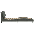 Donkergrijs bedframe met hoofdeinde en multiplex lattenbodem - Bedden & bedframes