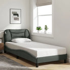 Donkergrijs bedframe met hoofdeinde en multiplex lattenbodem - Bedden & bedframes