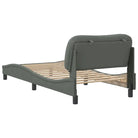 Donkergrijs bedframe met hoofdeinde en multiplex lattenbodem - Bedden & bedframes