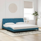 Donkergrijs bedframe met hoofdeinde en multiplex lattenbodem - Blauw / 200 x 200 cm - Bedden & bedframes