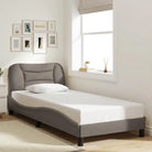 Donkergrijs bedframe met hoofdeinde en multiplex lattenbodem - Taupe / 90 x 190 cm - Bedden & bedframes