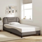 Donkergrijs bedframe met hoofdeinde en multiplex lattenbodem - Taupe / 100 x 200 cm - Bedden & bedframes