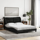 Donkergrijs bedframe met hoofdeinde en multiplex lattenbodem - Zwart / 120 x 200 cm - Bedden & bedframes