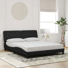Donkergrijs bedframe met hoofdeinde en multiplex lattenbodem - Zwart / 160 x 200 cm - Bedden & bedframes