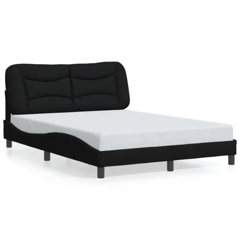 Donkergrijs bedframe met hoofdeinde en multiplex lattenbodem - Zwart / 140 x 200 cm - Bedden & bedframes