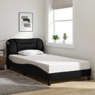 Donkergrijs bedframe met hoofdeinde en multiplex lattenbodem - Zwart / 100 x 200 cm - Bedden & bedframes