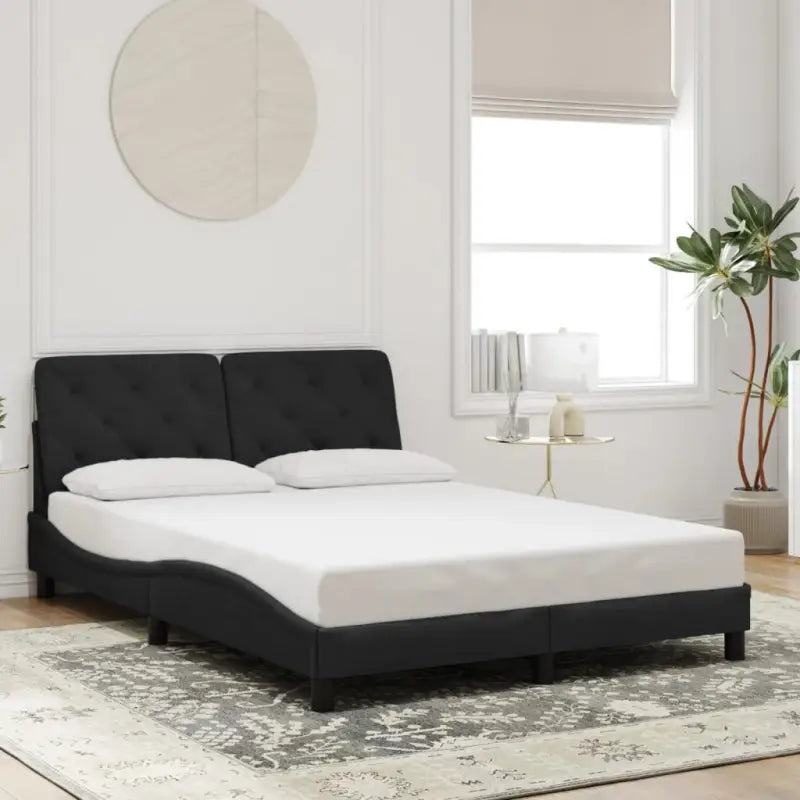 Donkergrijs bedframe met hoofdeinde en multiplex lattenbodem - Zwart / 120 x 200 cm - Bedden & bedframes