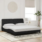 Donkergrijs bedframe met hoofdeinde en multiplex lattenbodem - Zwart / 180 x 200 cm - Bedden & bedframes