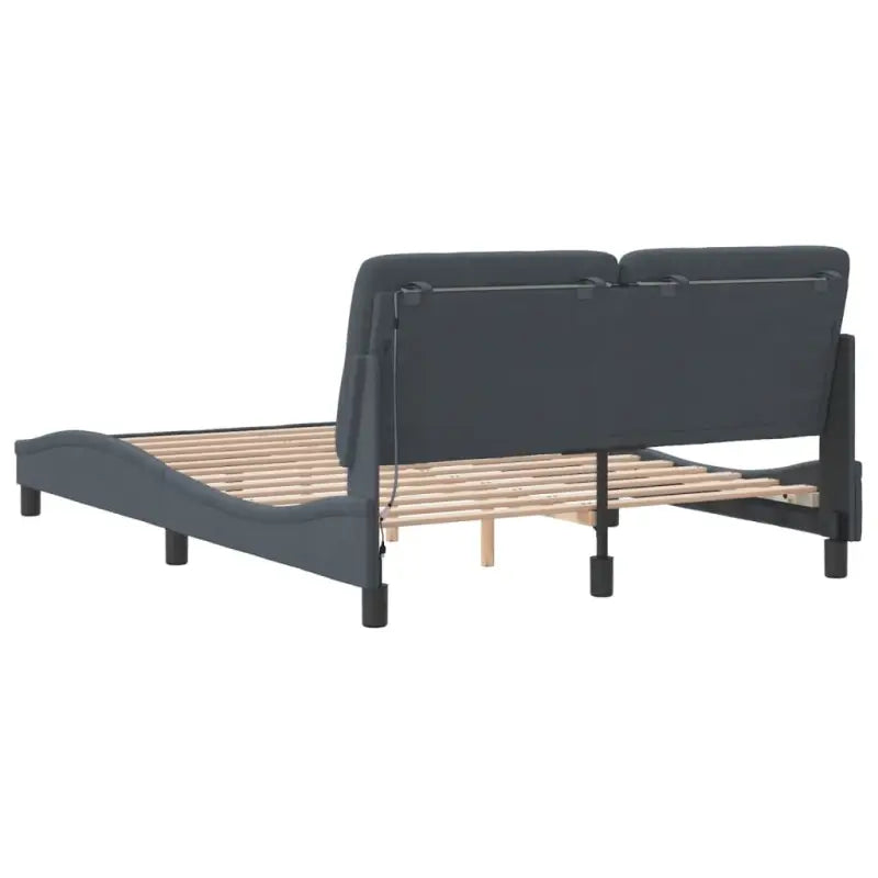 Donkergrijs bedframe met LED-verlichting en multiplex lattenbodem - Bedden & bedframes