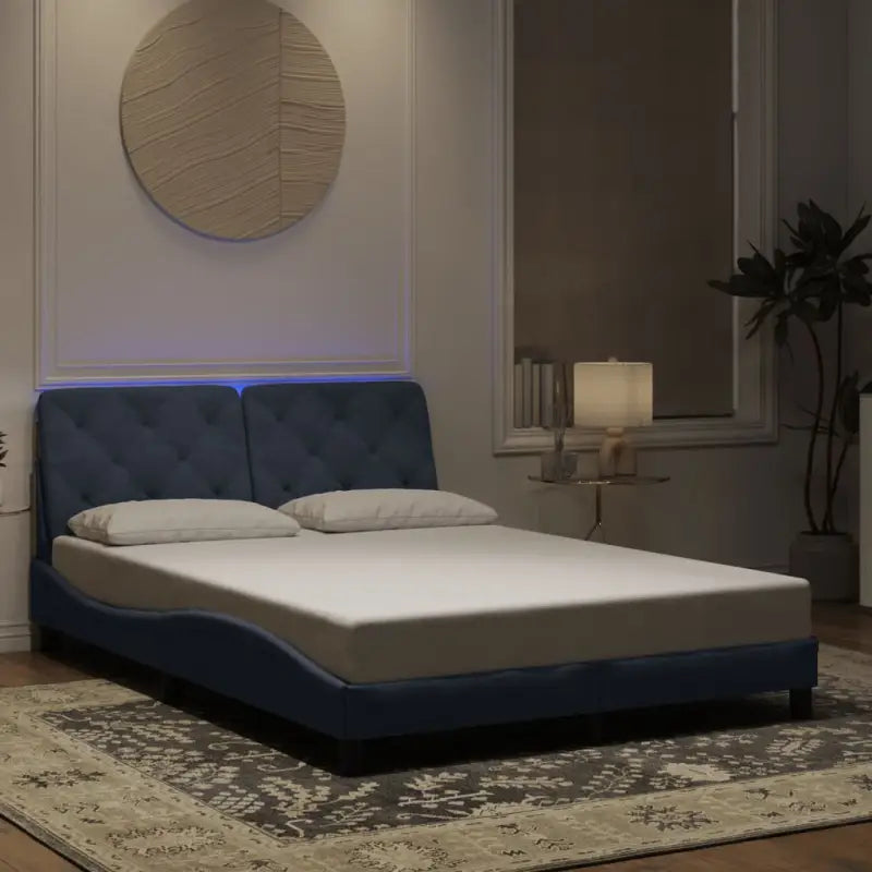 Donkergrijs bedframe met LED-verlichting en multiplex lattenbodem - Bedden & bedframes