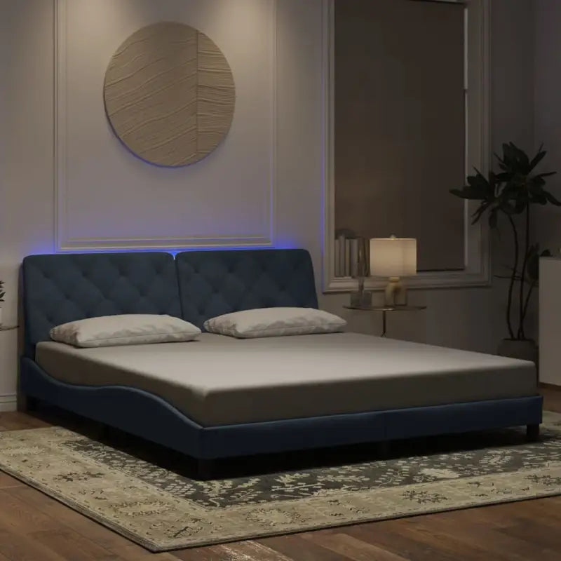 Donkergrijs bedframe met LED-verlichting en multiplex lattenbodem - Donkergrijs / 180 x 200 cm - Bedden & bedframes