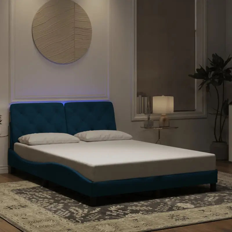 Donkergrijs bedframe met LED-verlichting en multiplex lattenbodem - Blauw / 120 x 200 cm - Bedden & bedframes
