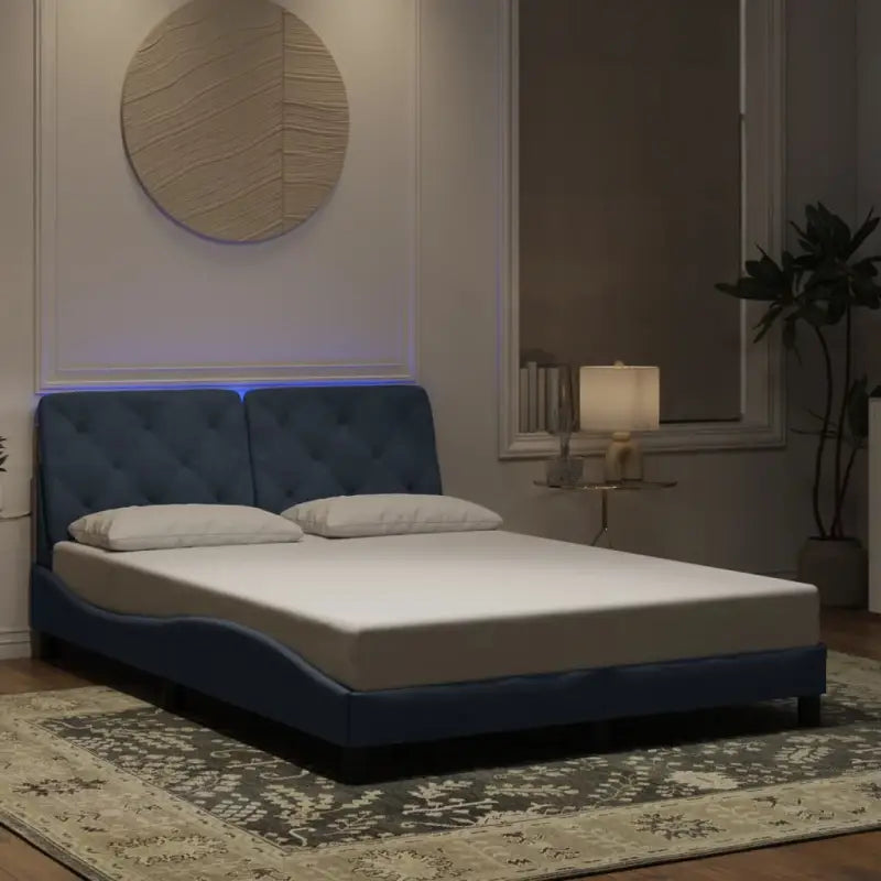 Donkergrijs bedframe met LED-verlichting en multiplex lattenbodem - Donkergrijs / 140 x 200 cm - Bedden & bedframes