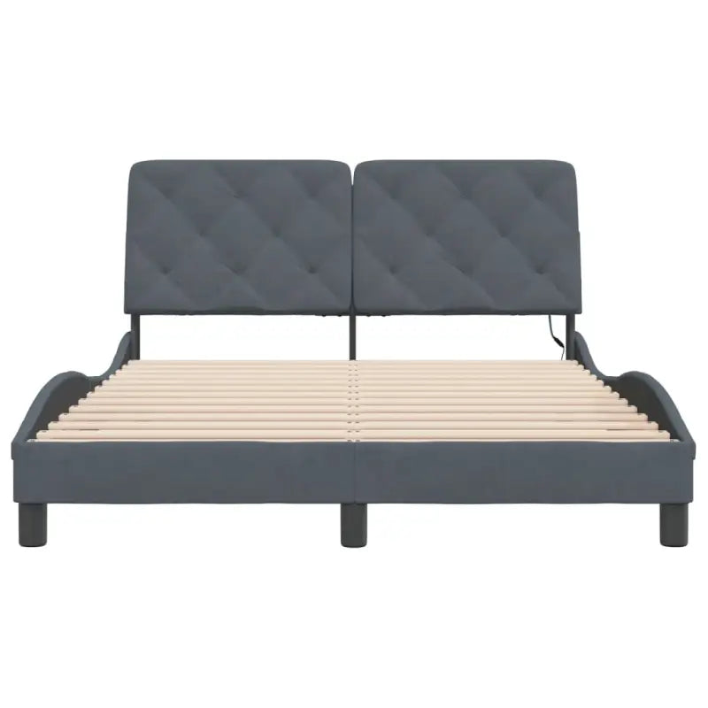Donkergrijs bedframe met LED-verlichting en multiplex lattenbodem - Bedden & bedframes