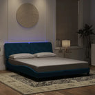 Donkergrijs bedframe met LED-verlichting en multiplex lattenbodem - Blauw / 160 x 200 cm - Bedden & bedframes