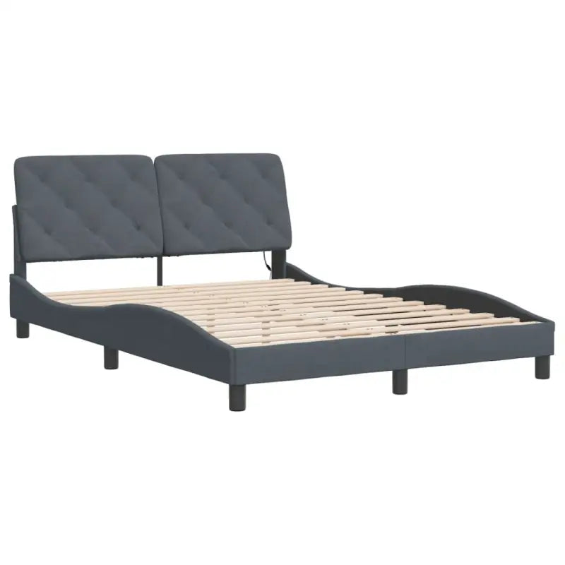 Donkergrijs bedframe met LED-verlichting en multiplex lattenbodem - Bedden & bedframes