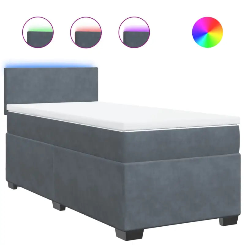 Donkergrijs boxspringbed met zacht fluweel en comfortabel vulling - Bedden & bedframes
