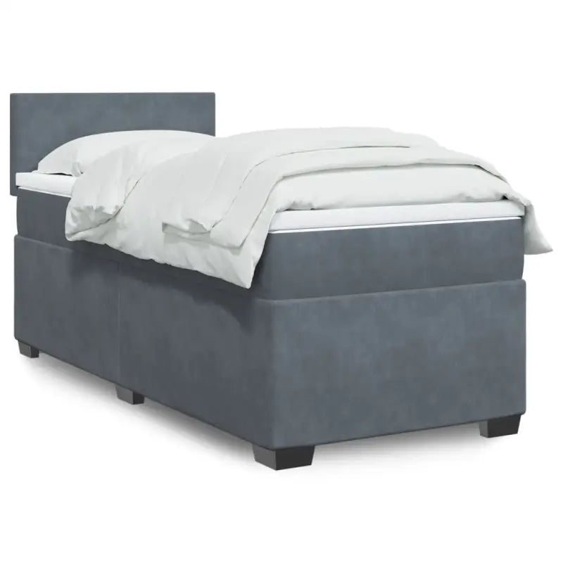 Donkergrijs boxspringbed met zacht fluweel en comfortabel vulling - Lichtgrijs / enkele maat / Effen ontwerp - Bedden &