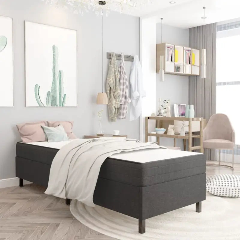 Donkergrijs materiaal bedframe met elegant ontwerp en duurzame constructie - Bedden & bedframes