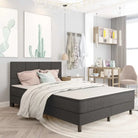Donkergrijs materiaal boxspring met elegant ontwerp voor slaapkamer - 180 x 200 cm / Vierkant hoofdeinde + 24,5 cm