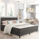 Donkergrijs materiaal boxspring met elegant ontwerp voor slaapkamer - 160 x 200 cm / Gecapitonneerd hoofdeinde + 24,5