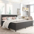 Donkergrijs materiaal boxspring met elegant ontwerp voor slaapkamer - 200 x 200 cm / Gecapitonneerd hoofdeinde + 35,5