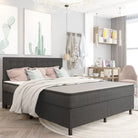 Donkergrijs materiaal boxspring met elegant ontwerp voor slaapkamer - 160 x 200 cm / Gecapitonneerd hoofdeinde + 35,5
