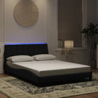 Donkergroen bedframe met LED-verlichting en multiplex lattenbodem - Zwart / 120 x 200 cm - Bedden & bedframes