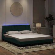 Donkergroen bedframe met LED-verlichting en multiplex lattenbodem - Bedden & bedframes