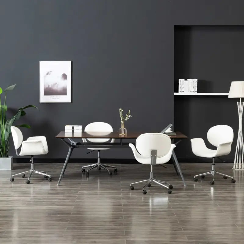 Draaibare Eetkamerstoel met Modern Ontwerp - Wit / 4 - Eetkamerstoelen