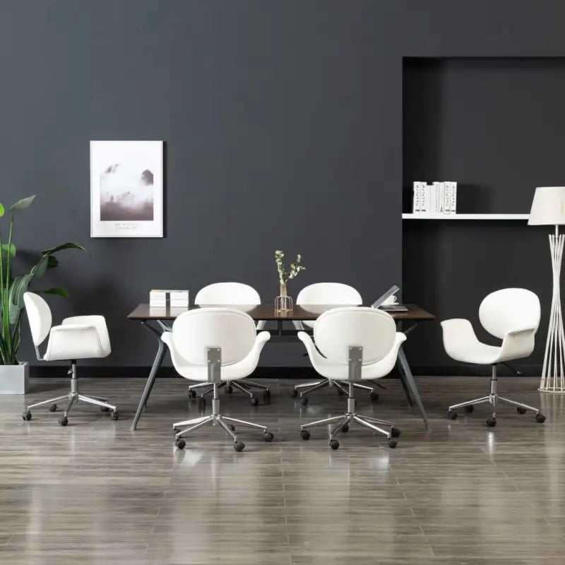 Draaibare Eetkamerstoel met Modern Ontwerp - Wit / 6 - Eetkamerstoelen