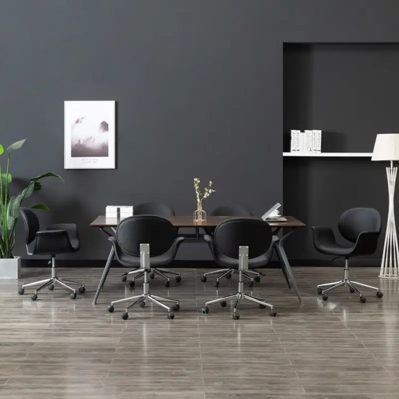 Draaibare Eetkamerstoel met Modern Ontwerp - Zwart / 6 - Eetkamerstoelen