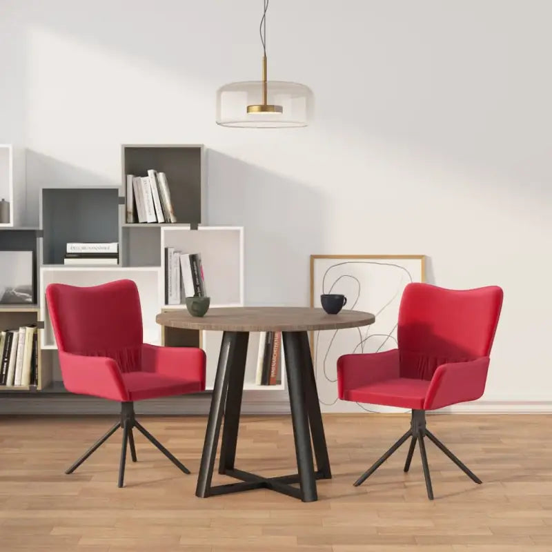 Draaibare eetkamerstoelen met elegant en comfortabel ontwerp - Wijnrood / 2 - Eetkamerstoelen