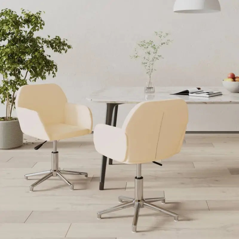 Draaibare Eetkamerstoelen met Elegant en Duurzaam Stoffenontwerp - Crème / 2 - Eetkamerstoelen