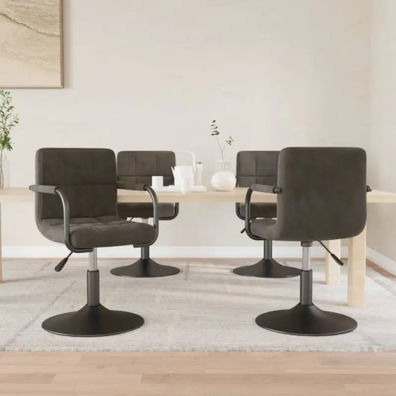Draaibare Eetkamerstoelen met Fluweel en Stalen Frame - Donkergrijs / 4 - Eetkamerstoelen