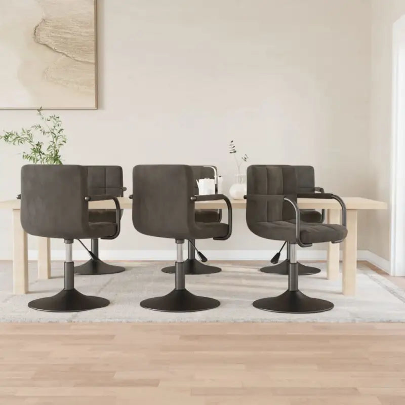 Draaibare Eetkamerstoelen met Fluweel en Stalen Frame - Donkergrijs / 6 - Eetkamerstoelen