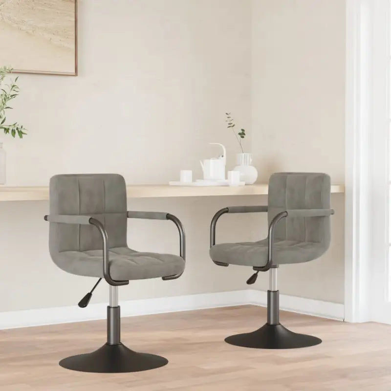 Draaibare Eetkamerstoelen met Fluweel en Stalen Frame - Lichtgrijs / 2 - Eetkamerstoelen