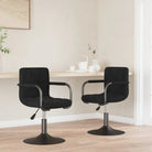 Draaibare Eetkamerstoelen met Fluweel en Stalen Frame - Zwart / 2 - Eetkamerstoelen