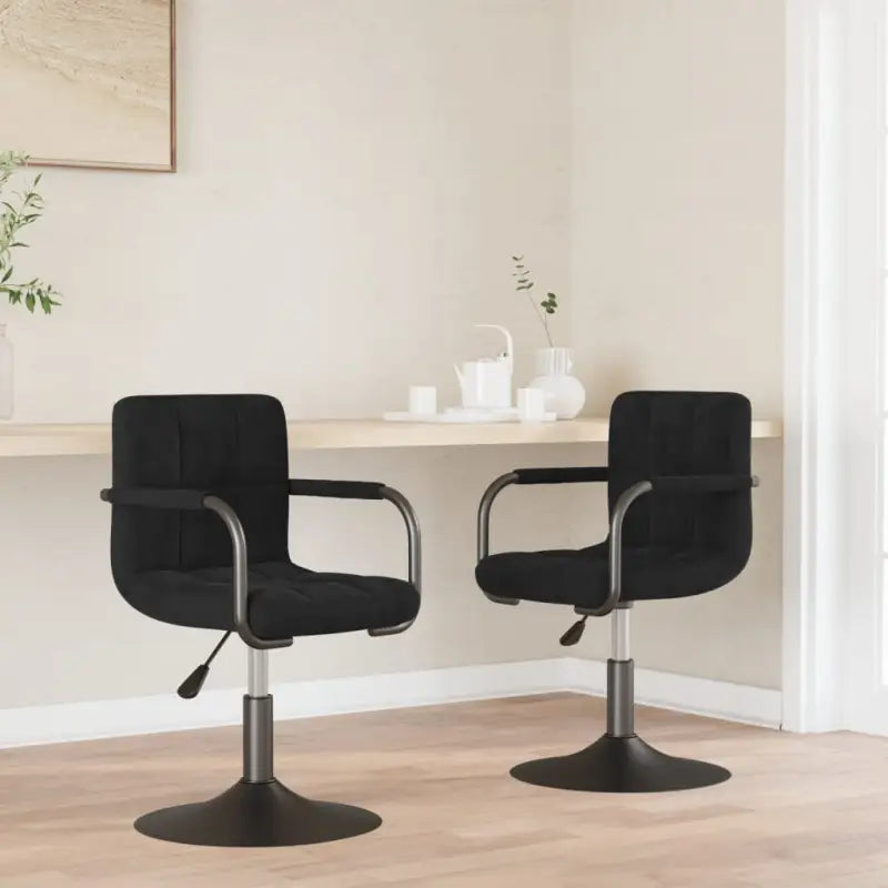 Draaibare Eetkamerstoelen met Fluweel en Stalen Frame - Zwart / 2 - Eetkamerstoelen