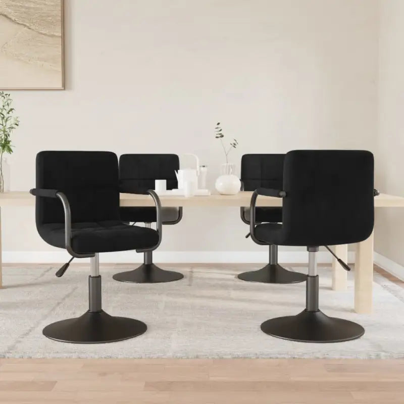 Draaibare Eetkamerstoelen met Fluweel en Stalen Frame - Zwart / 4 - Eetkamerstoelen