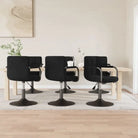 Draaibare Eetkamerstoelen met Fluweel en Stalen Frame - Zwart / 6 - Eetkamerstoelen