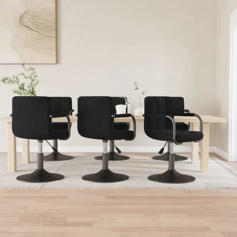 Draaibare Eetkamerstoelen met Fluweel en Stalen Frame - Zwart / 6 - Eetkamerstoelen