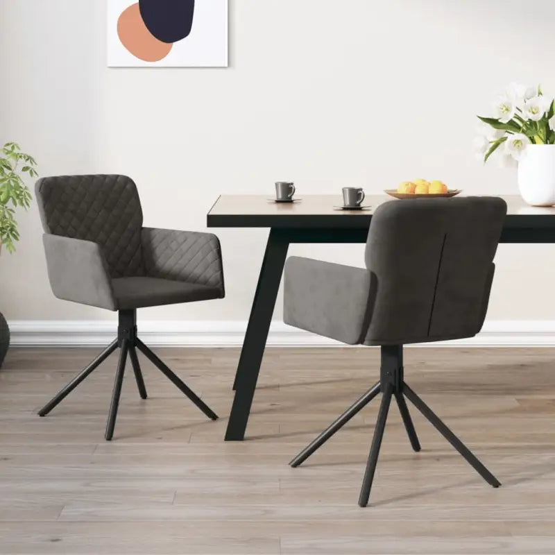 Draaibare eetkamerstoelen met hoogte armleuning en elegant design - Donkergrijs / 2 - Eetkamerstoelen