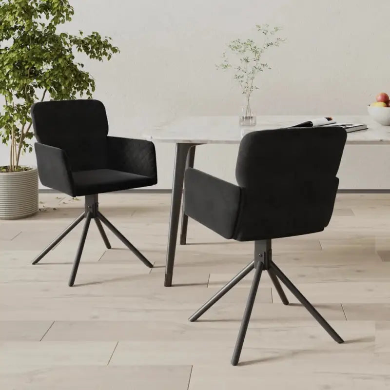 Draaibare eetkamerstoelen met hoogte armleuning en elegant design - Zwart / 2 - Eetkamerstoelen