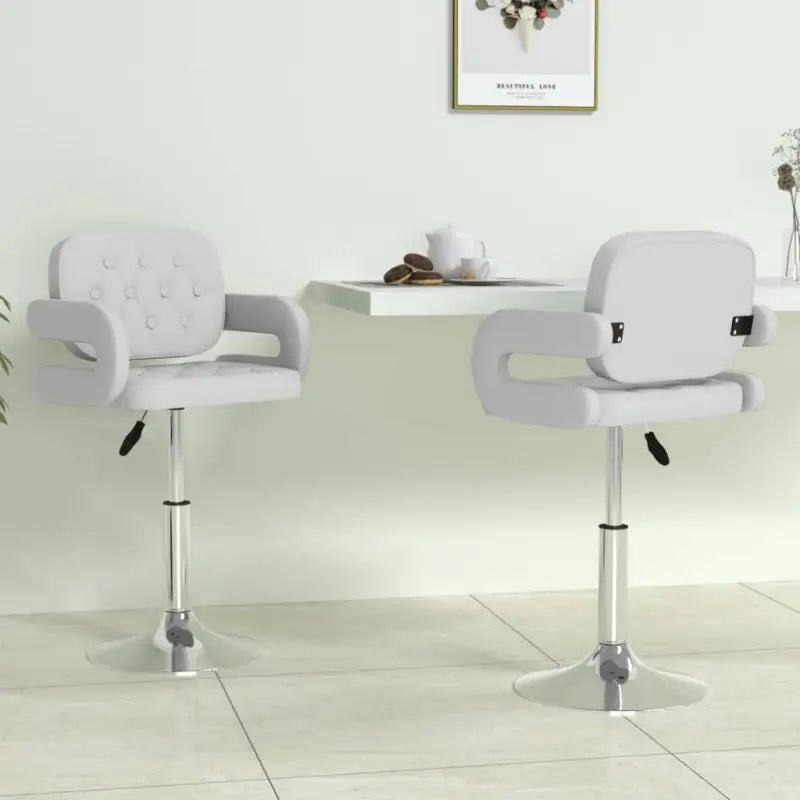 Draaibare Eetkamerstoelen met Kunstlederen Bekleding - Wit / 2 - Eetkamerstoelen